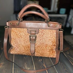 Fossil Vintage Revival Satchel Giraffe Print